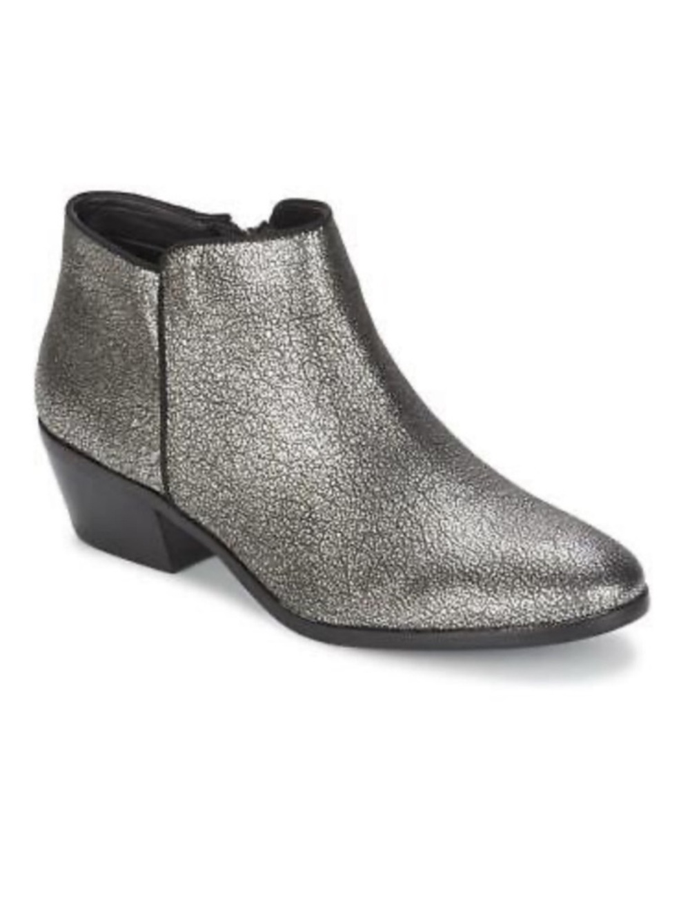 Sam Edelman Petty Ankle Boots Chelsea Bootie Zip Metallic Silver Leather 8.5